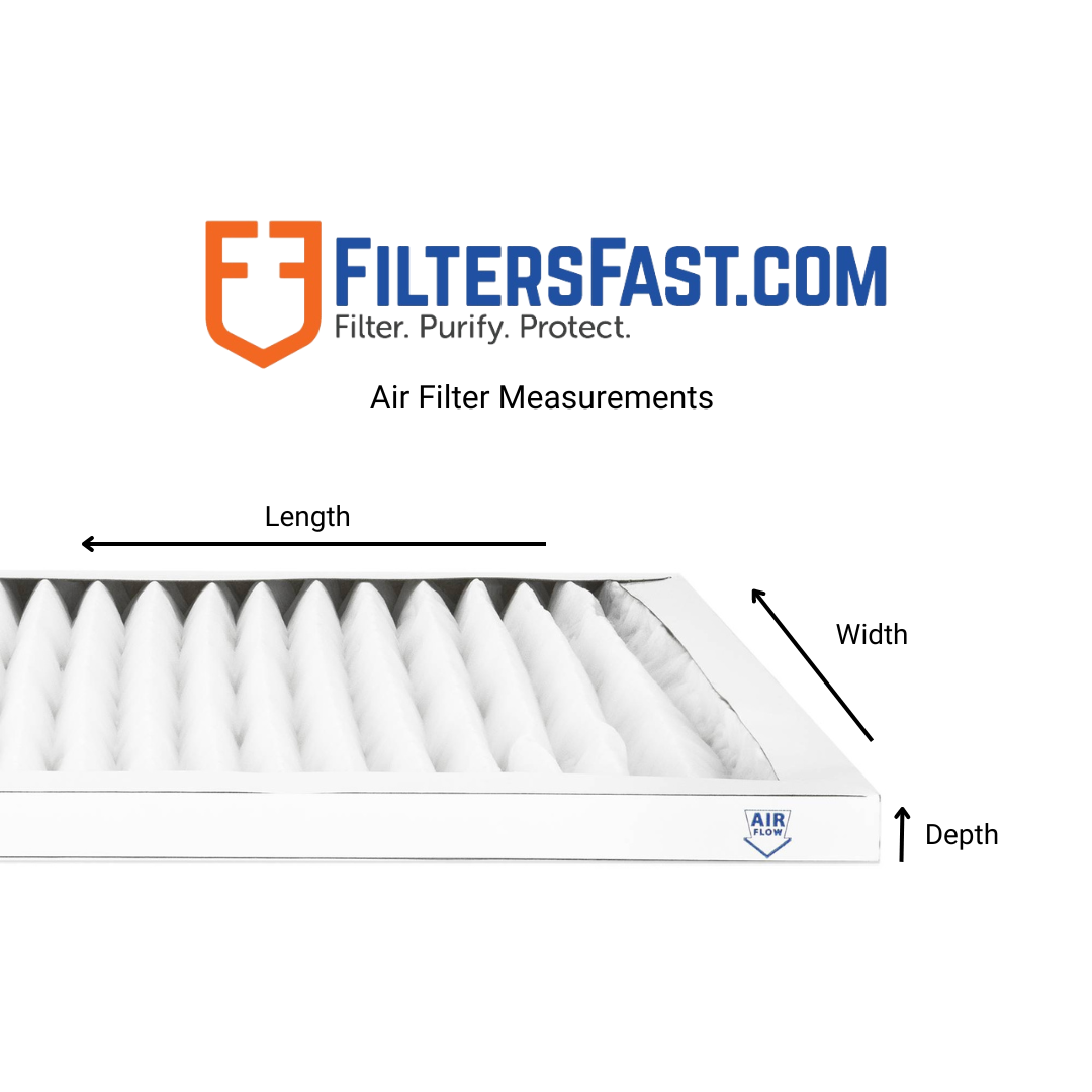 Graphic displaying the different dimensions for an air filter visually