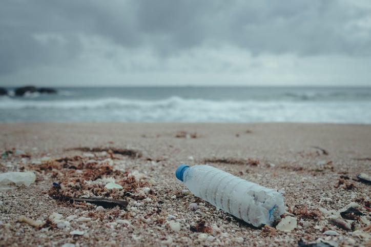 Trash, plastic, garbage, bottle... environmental pollution on the beach. Royalty high-quality free stock video footage of trash, plastic bottle on the beach. Waste that polluted the ocean environment