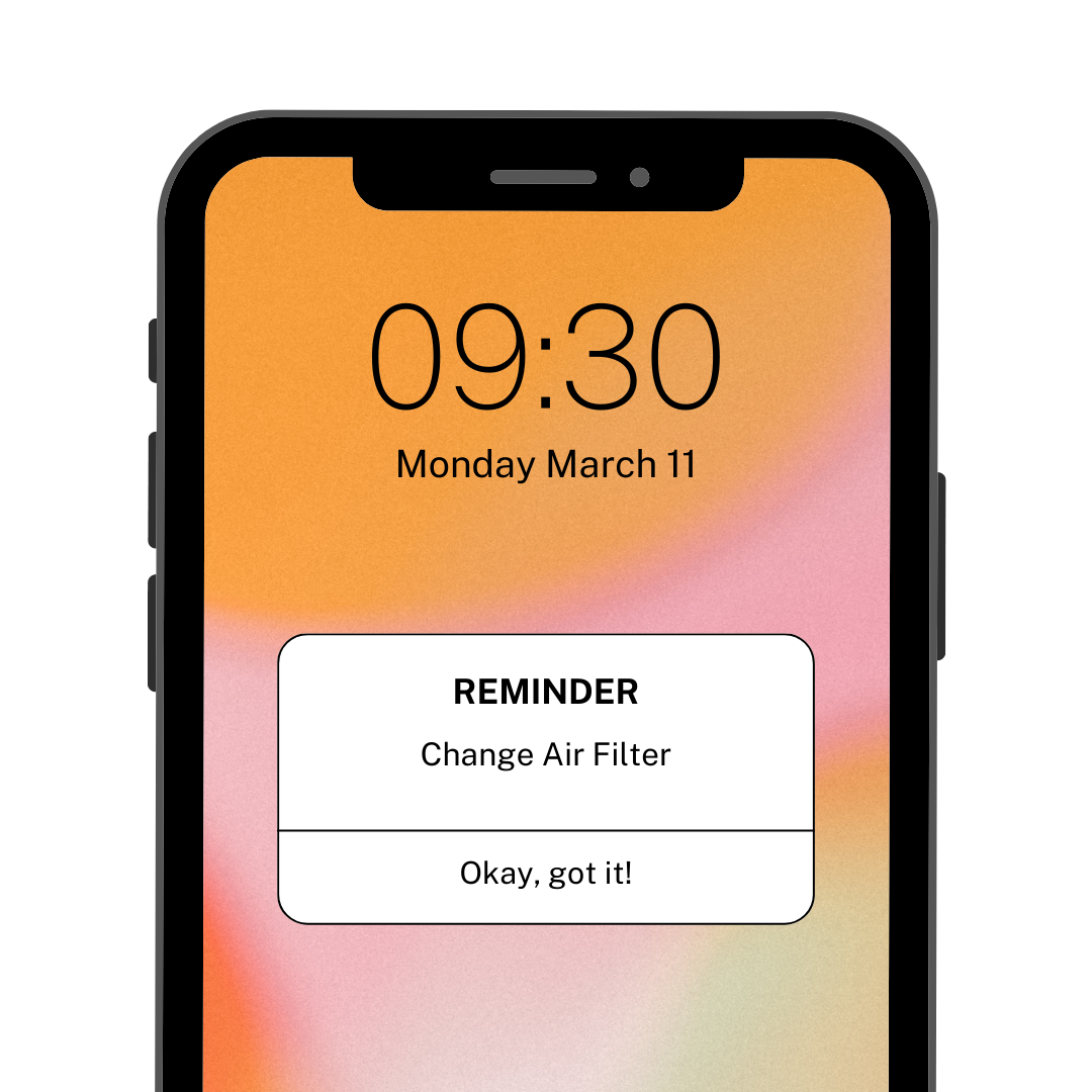 smartphone with change filter reminder