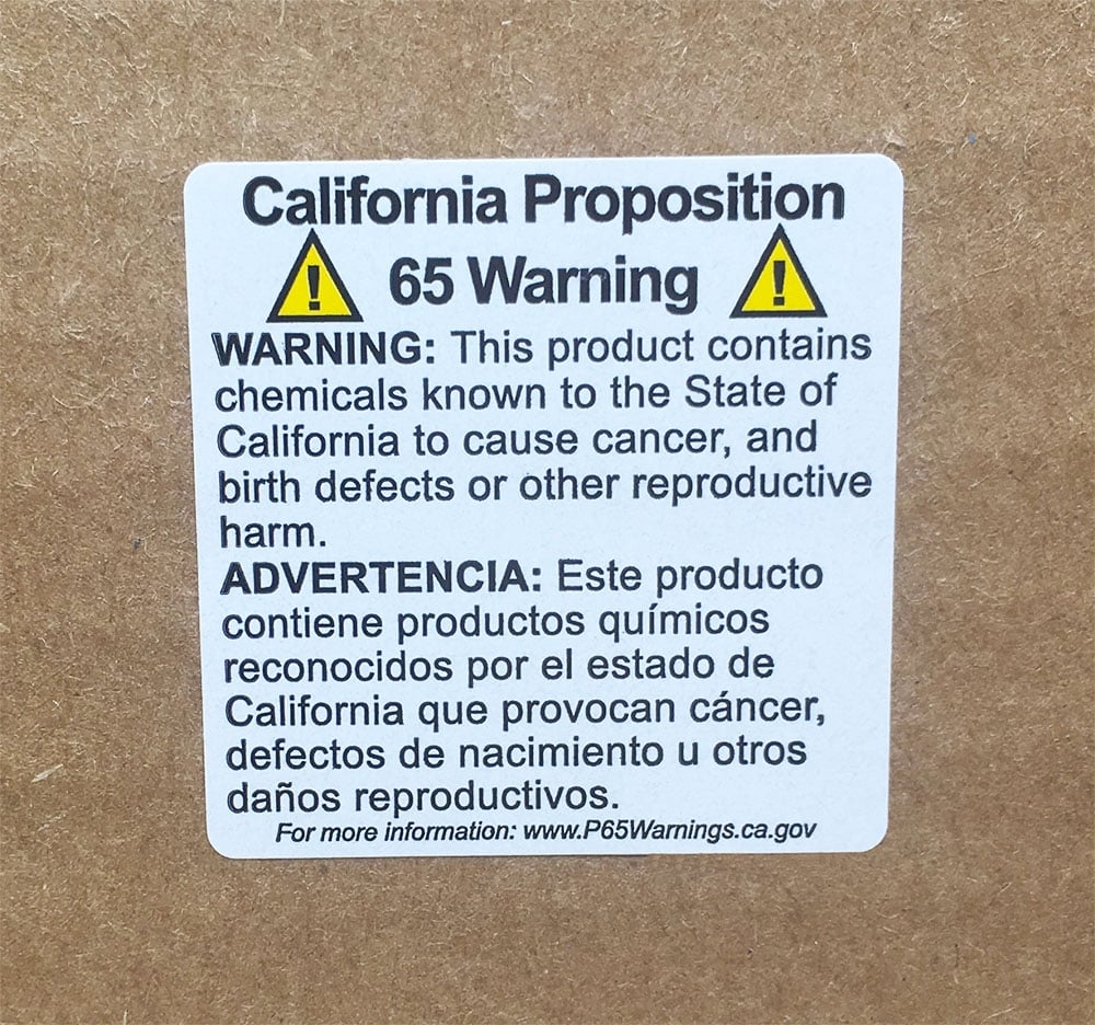 California Proposition 65 Warning P65 warnings
