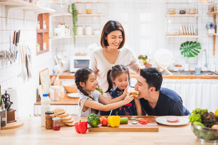 Healthy family in kitchen