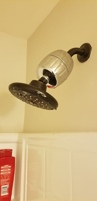 AquaBliss Shower Filter attached to shower head