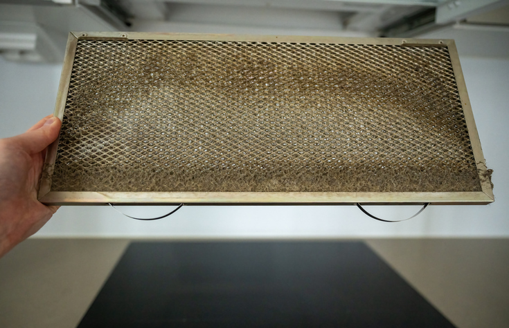 dirty aluminum range hood filter